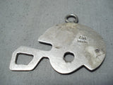Special Vintage Native American Navajo Sterling Silver Broncos Football Helmet Pendant Old-Nativo Arts