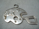 Special Vintage Native American Navajo Sterling Silver Broncos Football Helmet Pendant Old-Nativo Arts