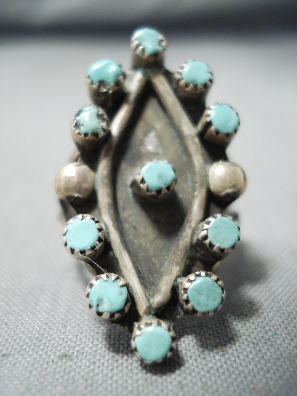 Special Vintage Navajo Turquoise Sterling Silver Ring Native American Old-Nativo Arts