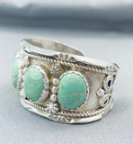 Spectacular Native American Navajo Green Turquoise Sterling Silver Bracelet-Nativo Arts