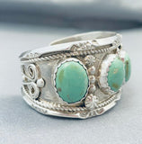 Spectacular Native American Navajo Green Turquoise Sterling Silver Bracelet-Nativo Arts
