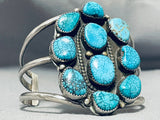 Spectacular Vintage Native American Navajo 10 Spiderweb Turquoise Sterling Silver Bracelet-Nativo Arts