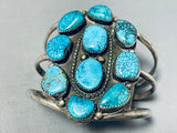 Spectacular Vintage Native American Navajo 10 Spiderweb Turquoise Sterling Silver Bracelet-Nativo Arts