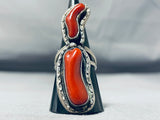 Spectacular Vintage Native American Navajo Coral Sterling Silver Ring-Nativo Arts
