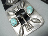 Spectacular Vintage Native American Navajo Green Turquoise Sterling Silver Concho Belt-Nativo Arts