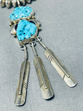 Spectacular Vintage Native American Navajo Morenci Turquoise Sterling Silver Necklace-Nativo Arts