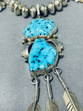 Spectacular Vintage Native American Navajo Morenci Turquoise Sterling Silver Necklace-Nativo Arts