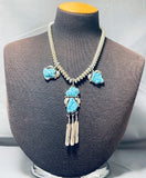 Spectacular Vintage Native American Navajo Morenci Turquoise Sterling Silver Necklace-Nativo Arts
