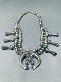 Spectacular Vintage Native American Navajo Sterling Silver Squash Blossom Necklace-Nativo Arts