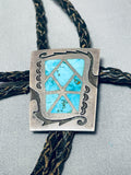 Spectacular Vintage Native American Navajo Turquoise Sterling Silver Bolo-Nativo Arts