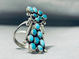 Spectacular Vintage Native American Zuni Blue Gem Turquoise Sterling Silver Kachina Ring-Nativo Arts