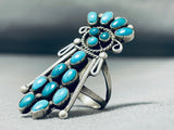 Spectacular Vintage Native American Zuni Blue Gem Turquoise Sterling Silver Kachina Ring-Nativo Arts
