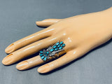 Spectacular Vintage Native American Zuni Blue Gem Turquoise Sterling Silver Kachina Ring-Nativo Arts