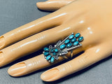 Spectacular Vintage Native American Zuni Blue Gem Turquoise Sterling Silver Kachina Ring-Nativo Arts