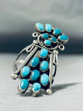 Spectacular Vintage Native American Zuni Blue Gem Turquoise Sterling Silver Kachina Ring-Nativo Arts