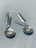 Spectacular Vintage Native American Zuni Turquoise Coral Sterling Silver Sunface Earrings-Nativo Arts