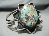 Star Of Turquoise Vintage Native American Navajo Sterling Silver Bracelet-Nativo Arts
