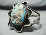 Star Of Turquoise Vintage Native American Navajo Sterling Silver Bracelet-Nativo Arts