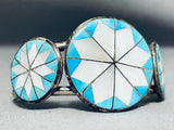 Starcloud Vintage Native American Zuni Turquoise Sterling Silver Inlay Bracelet-Nativo Arts