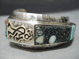Statement Vintage Native American Hopi Phillip Sekaquaptewa Turquoise Sterling Silver Bracelet-Nativo Arts