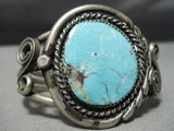 Statement Vintage Native American Navajo Blue Diamond Turquoise Sterling Silver Bracelet Old-Nativo Arts