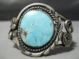 Statement Vintage Native American Navajo Blue Diamond Turquoise Sterling Silver Bracelet Old-Nativo Arts