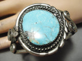 Statement Vintage Native American Navajo Blue Diamond Turquoise Sterling Silver Bracelet Old-Nativo Arts