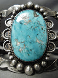 Statement Vintage Native American Navajo Carico Lake Turquoise Sterling Silver Bracelet Old-Nativo Arts