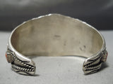 Statement Vintage Native American Navajo Coral Sterling Silver Bracelet Cuff-Nativo Arts