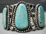 Statement Vintage Native American Navajo Royston Turquoise Sterling Silver Bracelet Old-Nativo Arts