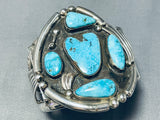 Stormy Mountain Turquoise Vintage Native American Navajo Sterling Silver Bracelet-Nativo Arts