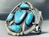 Stormy Mountain Turquoise Vintage Native American Navajo Sterling Silver Bracelet-Nativo Arts