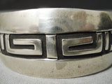 Striking Geometric Water Wave Vintage Native American Navajo Sterling Silver Bracelet Old-Nativo Arts