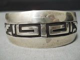 Striking Geometric Water Wave Vintage Native American Navajo Sterling Silver Bracelet Old-Nativo Arts