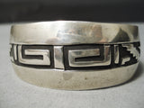 Striking Geometric Water Wave Vintage Native American Navajo Sterling Silver Bracelet Old-Nativo Arts