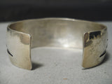 Striking Geometric Water Wave Vintage Native American Navajo Sterling Silver Bracelet Old-Nativo Arts