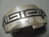Striking Geometric Water Wave Vintage Native American Navajo Sterling Silver Bracelet Old-Nativo Arts