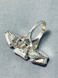 Striking Native American Navajo Coral Sterling Silver Ring-Nativo Arts