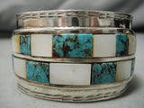 Striking Vintage Native American Navajo Blue Diamond Turquoise Sterling Silver Bracelet Cuff-Nativo Arts