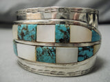 Striking Vintage Native American Navajo Blue Diamond Turquoise Sterling Silver Bracelet Cuff-Nativo Arts