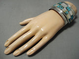 Striking Vintage Native American Navajo Blue Diamond Turquoise Sterling Silver Bracelet Cuff-Nativo Arts