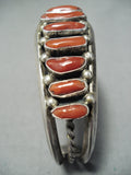 Striking Vintage Native American Navajo Graduated Coral Sterling Silver Bracelet-Nativo Arts
