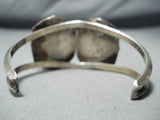 Striking Vintage Native American Navajo Turquoise Sterling Silver Leaf Bracelet Old-Nativo Arts