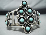 Striking Vintage Native American Zuni Blue Gem Turquoise Sterling Silver Bracelet-Nativo Arts