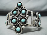 Striking Vintage Native American Zuni Blue Gem Turquoise Sterling Silver Bracelet-Nativo Arts