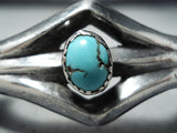 Striking Vintage Navajo Native American Turquoise Sterling Silver Bracelet Old-Nativo Arts