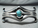 Striking Vintage Navajo Native American Turquoise Sterling Silver Bracelet Old-Nativo Arts