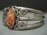 Striking Vintage Navajo Spiny Oyster Sterling Native American Jewelry Silver Bracelet-Nativo Arts