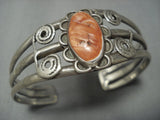 Striking Vintage Navajo Spiny Oyster Sterling Native American Jewelry Silver Bracelet-Nativo Arts