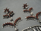 Striking Vintage Zuni Native American Dangle Chandelier Sterling Silver Earrings-Nativo Arts